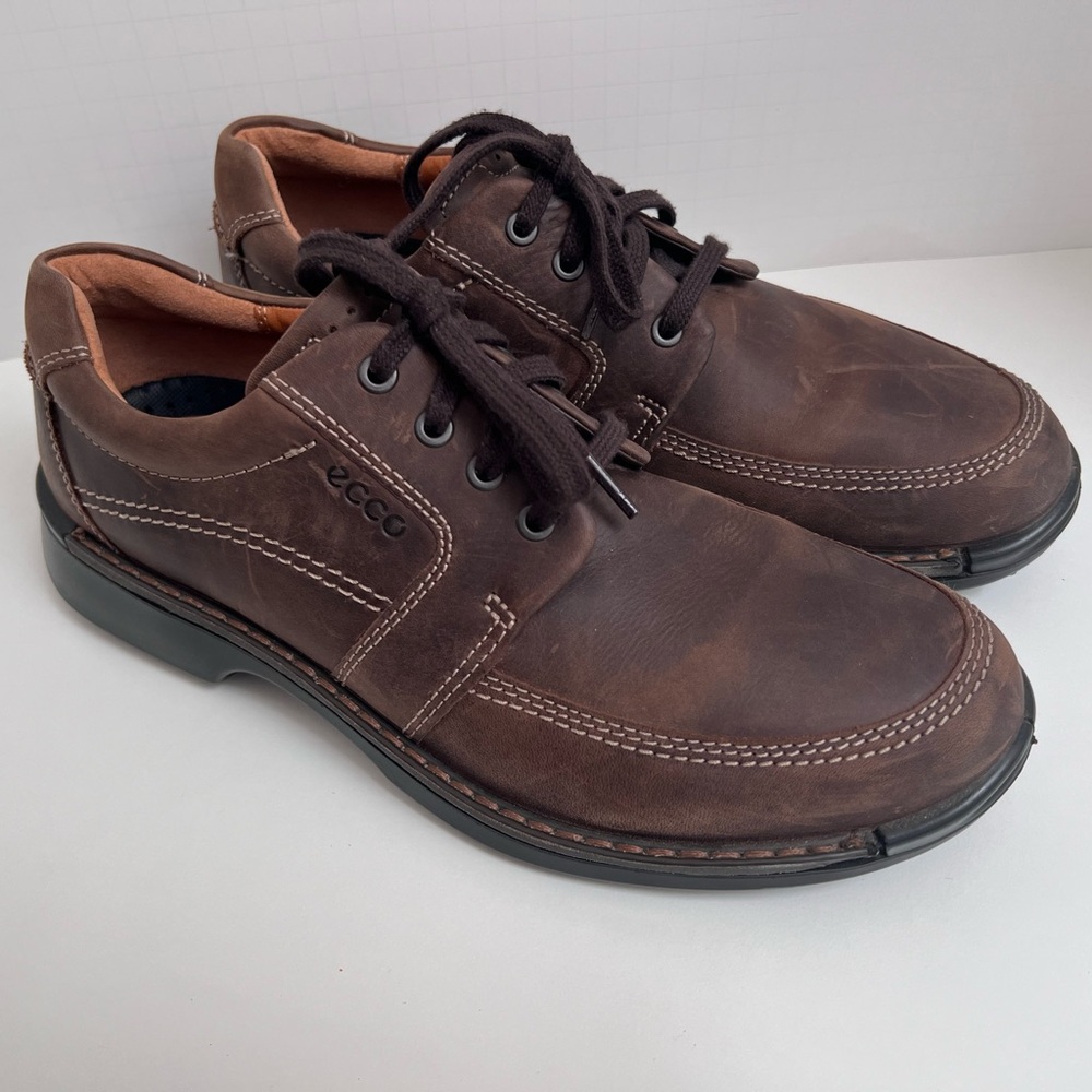 ECCO Fusion II Tie Shoes Oxfords Cocoa Brown Nubuck Men Comfort - Size 10 / 44